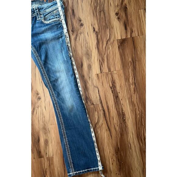 Mid Rise Rock Revival Jeans Amy Easy Boot Size 27 Style E8129E45R Sequin Studded - Picture 9 of 16